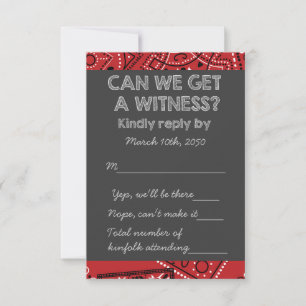 Red Bandana Rustic Chalkboard Country Wedding RSVP Card