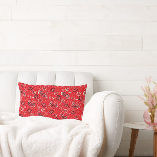 Red Bandana Rustic Modern Cowboy Decor Fun Lumbar Pillow