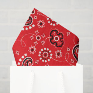 Red Bandana Two Tone Yellow White Rustic Modern Tissue Paper