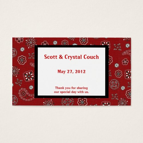 Red Bandana Wedding Favor Card Business Cards