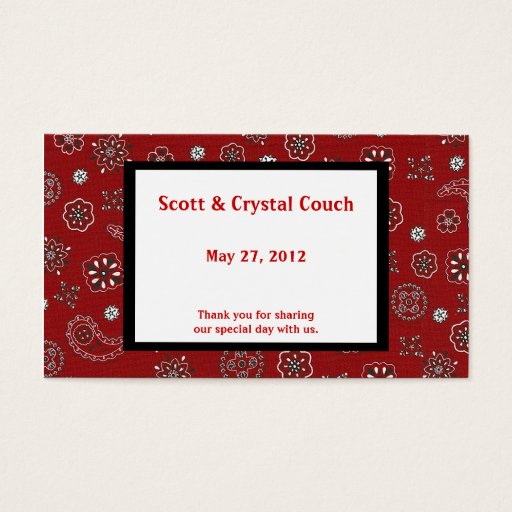 Customizable Red Bandana Wedding Favor Card Business Cards
