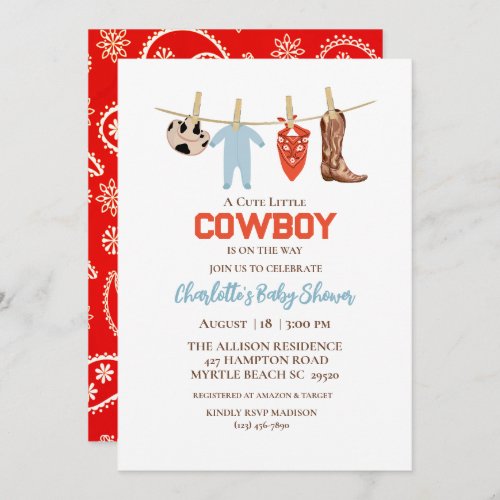 Red Bandana Western Cowboy Birthday Invitation