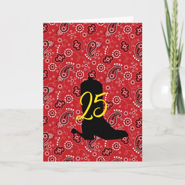 Red Bandana Western Cowboy Boot Spurs AGE Fun Card (Front)