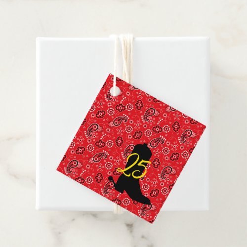 Red Bandana Western Cowboy Boot Spurs AGE Fun Favor Tags