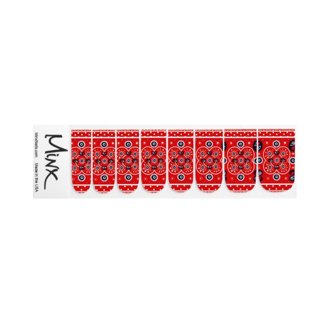 Red Bandana Western Cowboy Handkerchief Themed - Minx Nail Art (Right Hand)