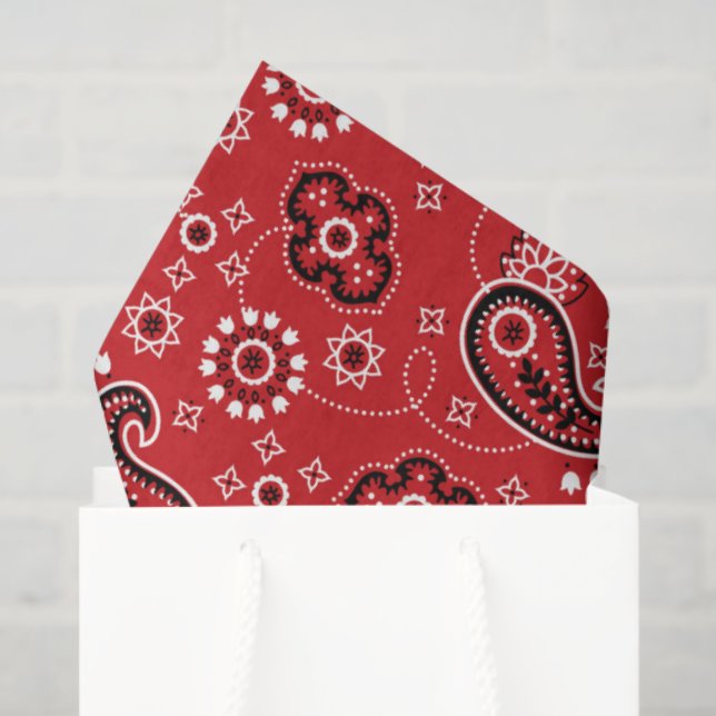 Red Bandana Western Modern Cowboy Fun Tissue Paper (Gift Bag)
