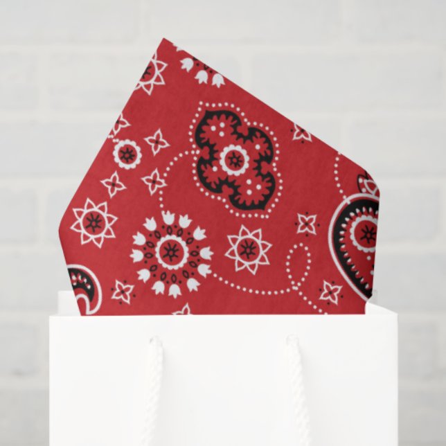 Red Bandana Western Modern Cowboy Rodeo Tissue Paper (Gift Bag)