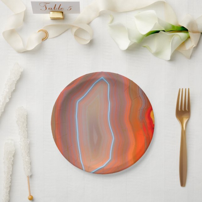  Red Banded Sliced Agate   Paper Plates (Wedding)
