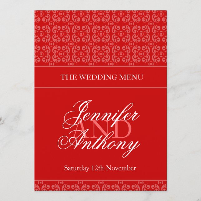 Red banded wedding dinner menu (Front)
