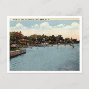 Red Bank NJ Scene on the Shrewsbury 1922 Vintage Postcard