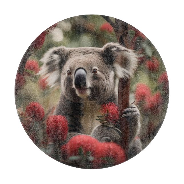 Red Banksia Tree With Koala Bear, Cutting Board (Front)