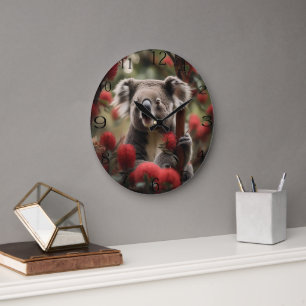 Red Banksia Tree With Koala Bear, Large Clock