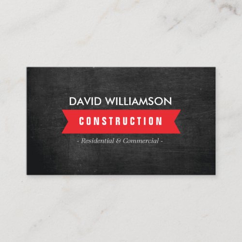 RED BANNER CONSTRUCTION BUILDER ARCHITECT LOGO BUSINESS CARD