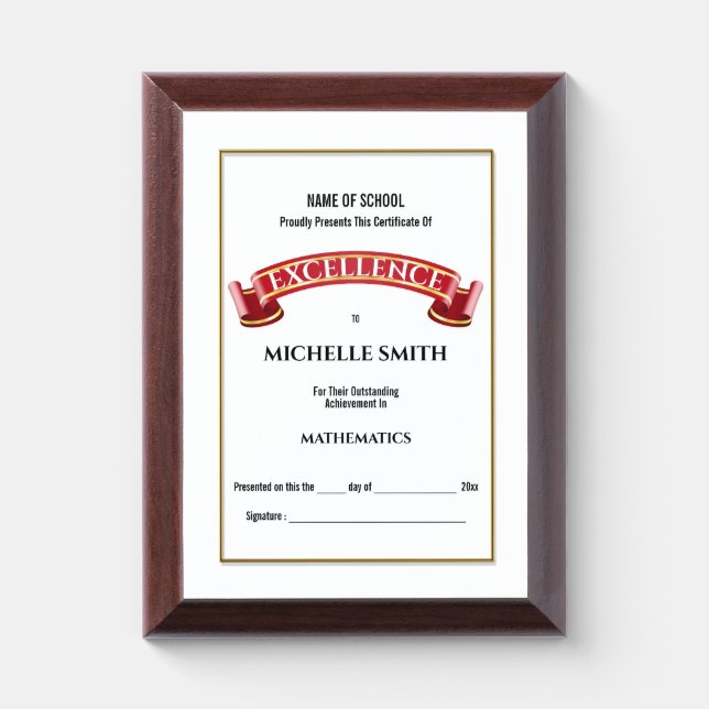 Red banner scroll | Achievement Recognition Award Plaque (Vertical)