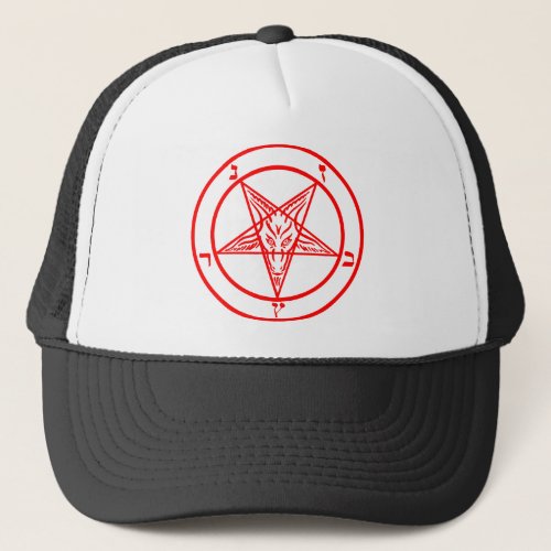 Red Baphomet Pentagram Trucker Hat