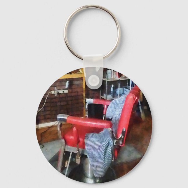 Red Barber Chair Keychain (Front)
