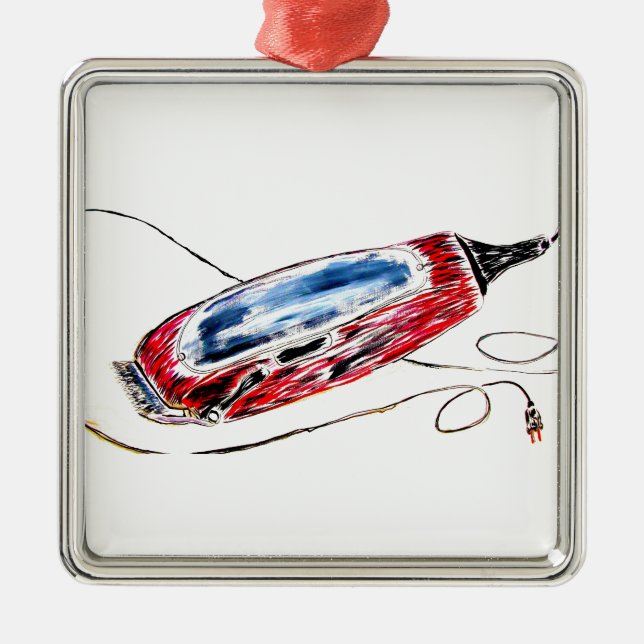 Red Barber Clippers Metal Ornament (Front)
