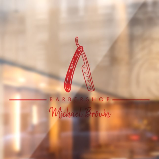 red Barber Razor Logo Business Window Cling (Sheet 2)