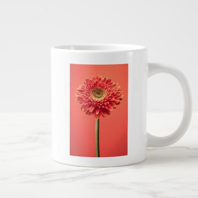 Red Barberton Gerbera Daisy Flower Giant Coffee Mug (Right)