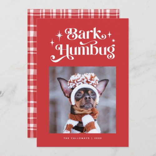Red BARK HUMBUG  Funny Dog Photo Christmas  Holiday Card