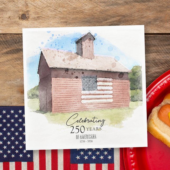 Red Barn 250 Years Americana 4th of July Party Napkins (Creator Uploaded)