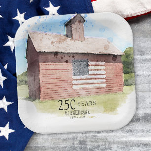 Red Barn 250 Years Americana 4th of July Party Paper Plates