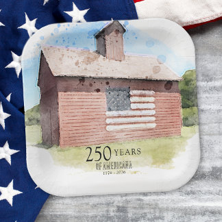 Red Barn 250 Years Americana 4th of July Party Paper Plates
