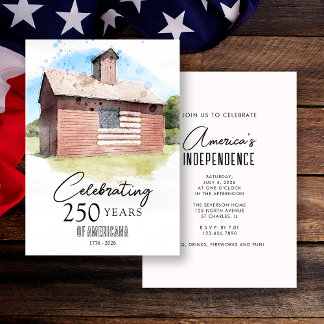 Red Barn 250 Years of Americana 4th of July Party Invitation