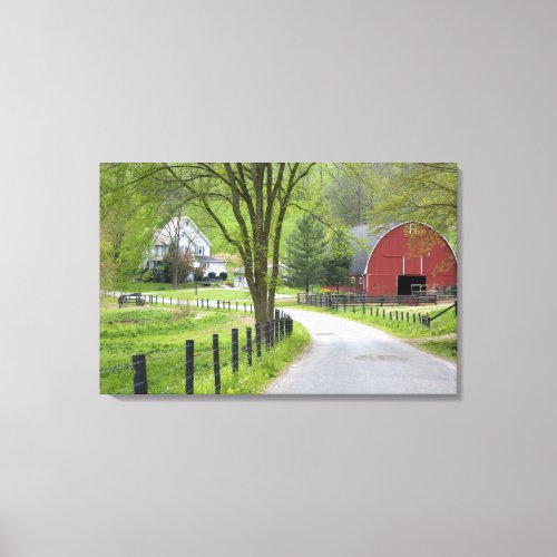 Red barn and farm house near Berlin Ohio Canvas Print