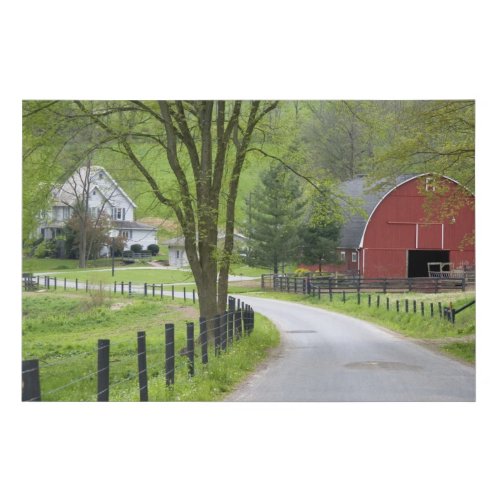 Red barn and farm house near Berlin Ohio Faux Canvas Print