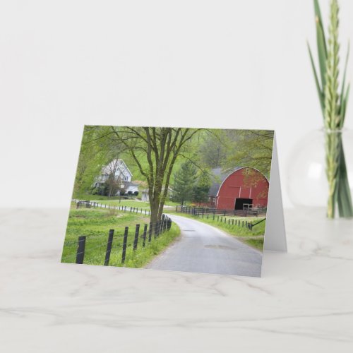 Red barn and farm nearby Berlin Ohio Card