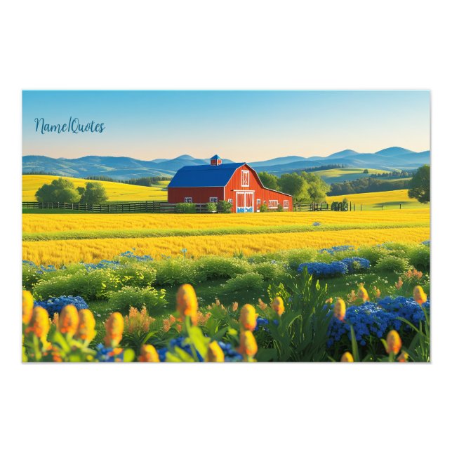 Red Barn and Rolling Hills Photo Print (Front)
