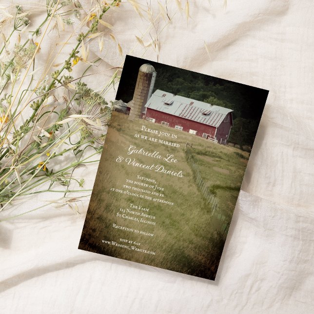 Red Barn and Silo Country Farm Wedding  Invitation (Creator Uploaded)