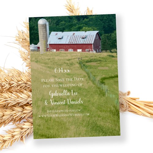 Red Barn and Silo Farm Wedding Save the Date