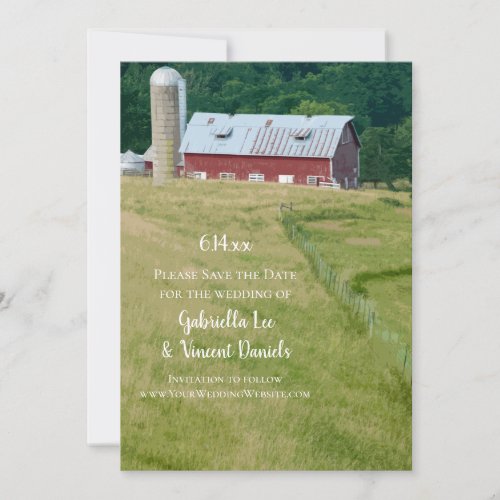 Red Barn and Silo Farm Wedding Save the Date