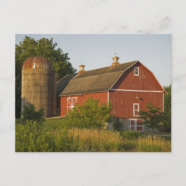 Red Barn and Silo Postcard (Front)