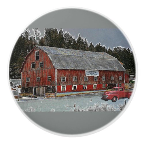 Red Barn and Vintage Farm Truck Drawer Pull