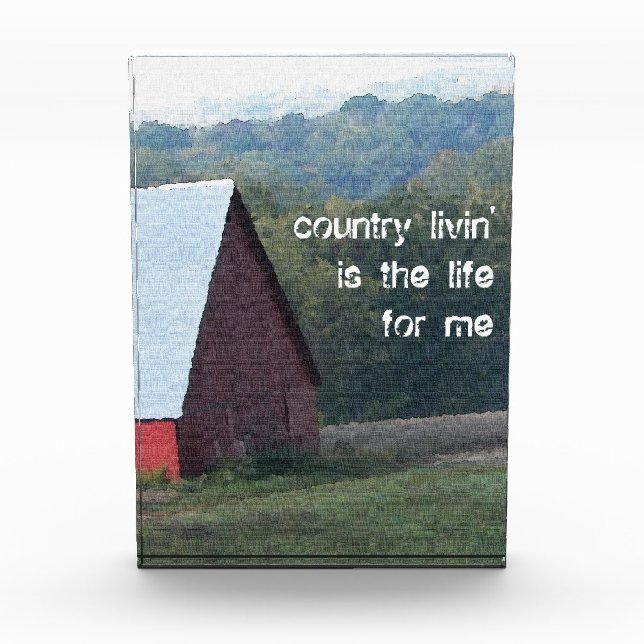 Red Barn Autumn Trees Acrylic Award (Front)