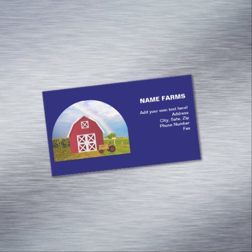 Red Barn Blue Sky Tractor Add Company Info Business Card Magnet