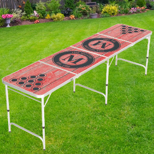 Red Barn Boards Family Monogram & Name Beer Pong Table