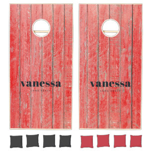 Red Barn Boards Minimal Modern Classic Name Cornhole Set