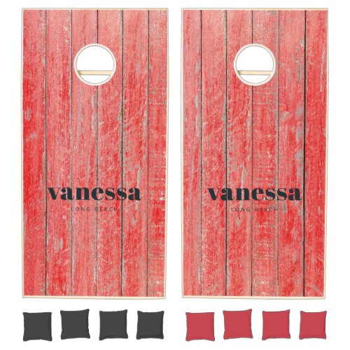 Red Barn Boards Minimal Modern Classic Name Cornhole Set