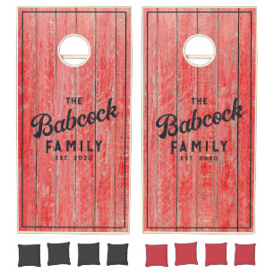 Red Barn Boards Retro Family Name & Year Cornhole Set