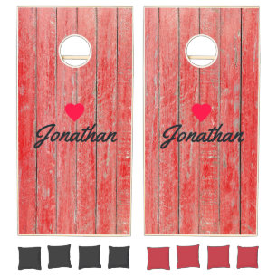 Red Barn Boards Vintage Heart Signature Cornhole Set