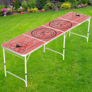 Red Barn Boards Wedding Monogram Heart Beer Pong Table
