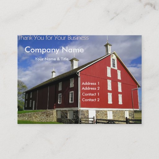 Customizable Red Barn Business Card - Thank You