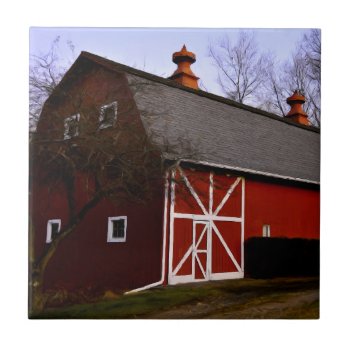 Red Barn Ceramic Tile by artinphotography at Zazzle