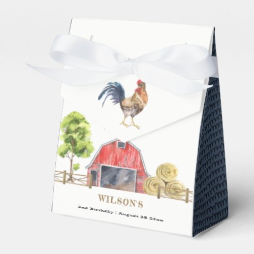 Red Barn Chicken Farm Watercolor Kids Birthday Favor Boxes