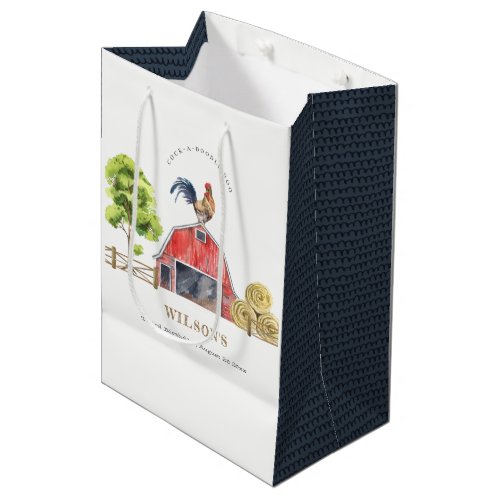 Red Barn Chicken Farm Watercolor Kids Birthday Medium Gift Bag