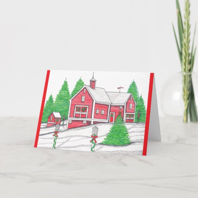 Red Barn Christmas Card (Front)